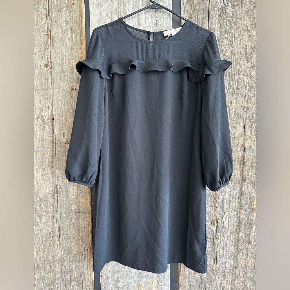 Loft Black Mini Shift Dress 10 Petite Classic
